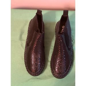 ITALINA Black geometric slip on High top sneakers women size 6